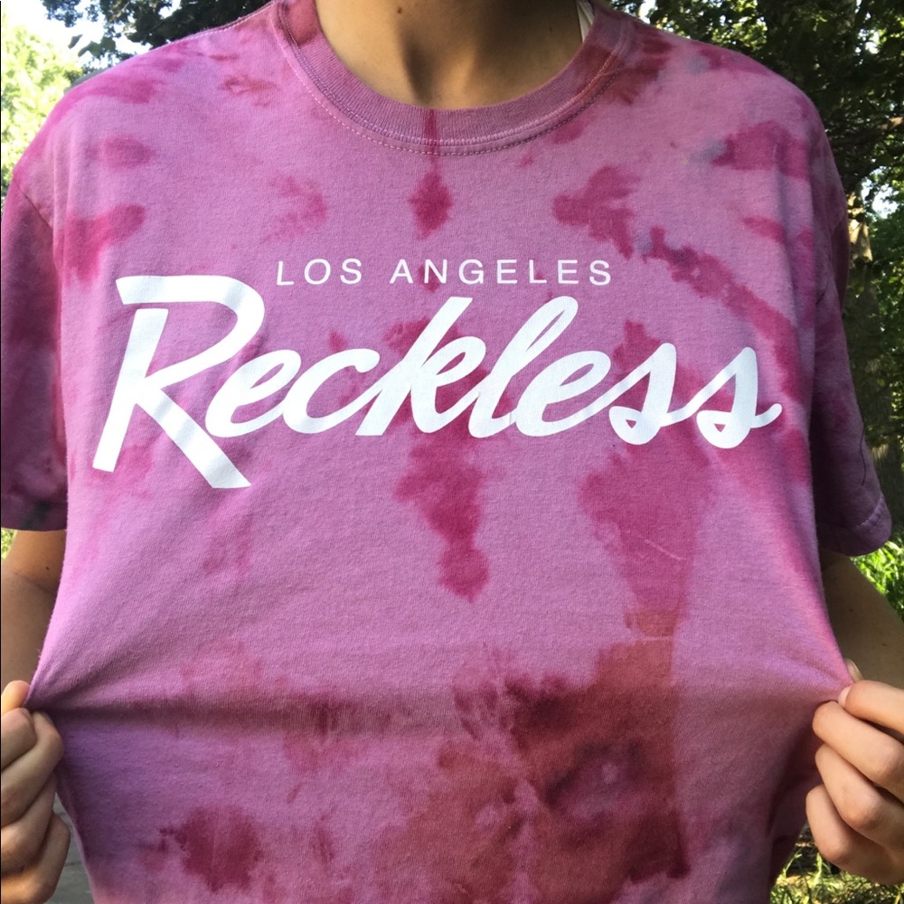 Hand tye dyed t-shirt Reckless graphic design